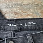 Old Navy High Rise OG Straight Jeans Women's Size 12 Black Raw Hem Photo 3