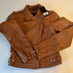 Bod & Christensen Blake Cognac cropped Leather biker jacket size Med NWT Brown Photo 5