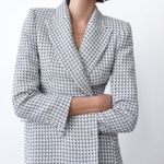 ZARA TWEED TEXTURED DOUBLE BREASTED BLAZER SHOULDER PADS METAL BUTTONS NEW Photo 0