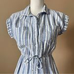 Japna  | Blue Striped Button Down Mini Dress Sz S Photo 2