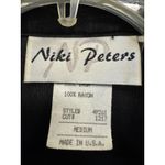 Vintage Niki Peters Shirt Black White Geometric Pattern Rayon M USA Size M Photo 4