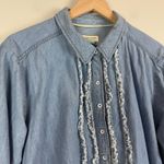 Anthropologie  Pilcro Top Women's Blue 2X Juni Ruffled Denim Classic Boho Western Photo 3
