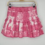Love Shack Fancy Landen Skirt Size 4 Pink Tie Dye Tiered Ruffle Mini Skirt Cotton Photo 8