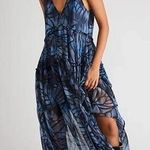 Free People JULIANNA ABSTRACT PRINT MAXI DRESS in Navy Size XS NWT Photo 0