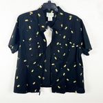 Quacker Factory  100% Cotton Black Embroidered Pineapples Front Zip Shacket 1X Photo 5