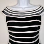 Cache Vintage Boatneck Bodycon Black & White Striped Top Size 2 Photo 3