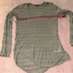Helmut Lang Helmut gray mesh sheer long sleeve sweater v-neck asymmetric hemline size S Photo 7