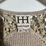 Haute Hippie Cardigan Women M Tan Knit Fringe Cotton Boho Western Fall Country Photo 6