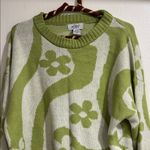 Just Polly green and white floral print sweater EUC Size L Photo 1