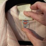 Vintage pink & white striped polyester belted shirt dress w/pearl buttons. Sz 14 Photo 6