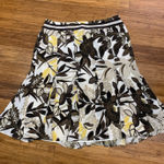 Ann Taylor  Silk Floral Pleated Midi Skirt Women Size 10 Brown White Yellow Photo 0
