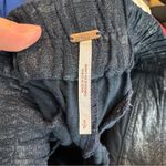 Free People Linen Blend Metallic Navy Ikat Pattern Pants Size Small Photo 4