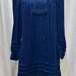 Leifsdottir for Anthropologie blue embroidered shift or tunic dress women’s 4 Photo 0