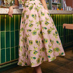 Abbey Glass Eden Midi Skirt Pink Tropical Tulip Jacquard Size M Photo 0