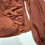LPA  Criss Cross Blouse in Cherry Brown Medium Photo 6