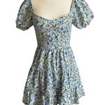 Altar'd State Blue Floral Lined Mini Babydoll Dress Women's Size Small | 27-1 Photo 0