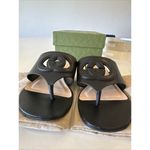 Gucci  Black Leather GG Interlocking Cut Out Thong Sandals EU 38.5 US 8.5 Photo 2
