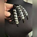 Vintage set made in Italy black silver plastic hair combs Photo 4