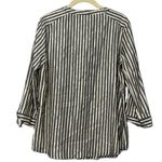 Anne Klein  size small woven long sleeve button down shirt gold buttons striped Photo 10