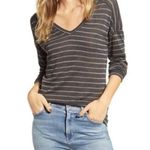Rails Sami V-Neck Charcoal Bronze Striped Long Sleeve Tee Photo 0