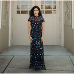 Monique Lhuillier  Floral Embroidered Tiered Lace Column Maxi Gown Dress Size 4 Photo 2