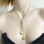 Sterling Silver MAJORICA 18K Gold-plated  Love Knot 14mm Pearl Lariat Necklace Photo 3