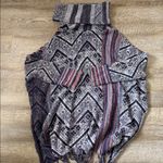 Free People Fringe Cowl Neck Knit Boho Poncho Size Medium Photo 3