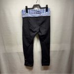 Lululemon Cropped Leggings 18” inseam Sz 4 Black w/ Purple Stripe Waist Cute Photo 3