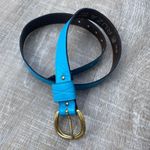 90s Vintage Teal Blue Textured Leather Belt Brass Buckle Women’s M Southwestern Size M Photo 1