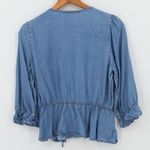 Haute Monde Denim Chambray Faux Wrap Top Womens Coastal Cowgirl Western Country Size L Photo 1