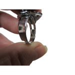 None Vintage Gothic Sliver Tone Yellow Oval-Shaped Stone Ring Size 7 Photo 6