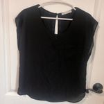 Three Eighty Two Womens Sheer Blouse Cap Sleeve Keyhole Back Pockets XS Black‎ Black Photo 1