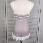 matty m  Vintage 100% Silk Cami Top Lace Trim Light Gray/Lilac-Medium Photo 3