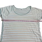 LAKE Pajama Top Womens S PINK Stripe green trim Pima Cotton Short Sleeve Comfort Photo 3