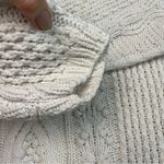 Vintage Cable Knit Sweater Jumper Pullover 3D Baubles Mock Neck Ivory Cream White Size L Photo 11