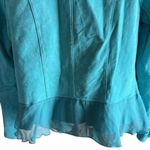 Dialogue  Turquoise Ruffle Leather Jacket Photo 9