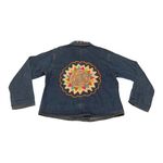 Vintage womens medium beaded denim jacket colorful cute bead jean s collection s Blue Photo 1