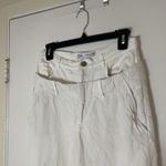 ZARA Double Waistband linen blend off white ivory wide leg pants small Photo 2