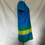 Papell 100% Silk Shift Womens Dress Sz 4P Artsy Bright Colorblock 60s Inspired Blue Photo 3