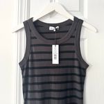 Michael Stars NWT Grey Black Eliza Wide Binding Tank Dress Stripe Oxide Black XS Photo 2