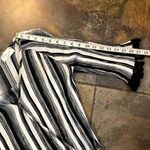Lavender Field  Black White Strips Wrap Top with Fringe Size M Photo 5