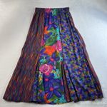 VTG Carole Little Petites 6P Multi Color Floral Watercolor Midi Skirt Women 90s Blue Photo 1