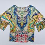 Etro Paisley Multicolor Silk Blouse Size 42/Medium NWOT Green Photo 2