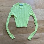 ZARA  Ribbed Knit Crew Neck Long Sleeve Sweater in Lime Green Photo 0