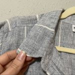 Habitat  Blue Striped Linen Button Down Lagenlook Shirt Womens S Casual Beachy Photo 2