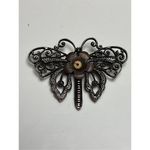 Vintage Modernist Filigree Antique Silver Butterfly Brooch Pin Photo 0