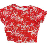 Roxy Orange and White Tropical Print Crop Swim Top Photo 0