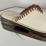 Born concept BORN White Leather Stitch Slide Sandals Photo 3