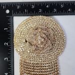 Large Statement Rose Flower Brooch Pin Yellow Gold Rhinestone Fringe New Photo 10