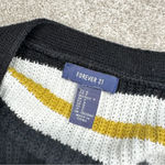 Forever 21 Black & Off-White Yellow Striped Open Front Button Cardigan Sweater Photo 11